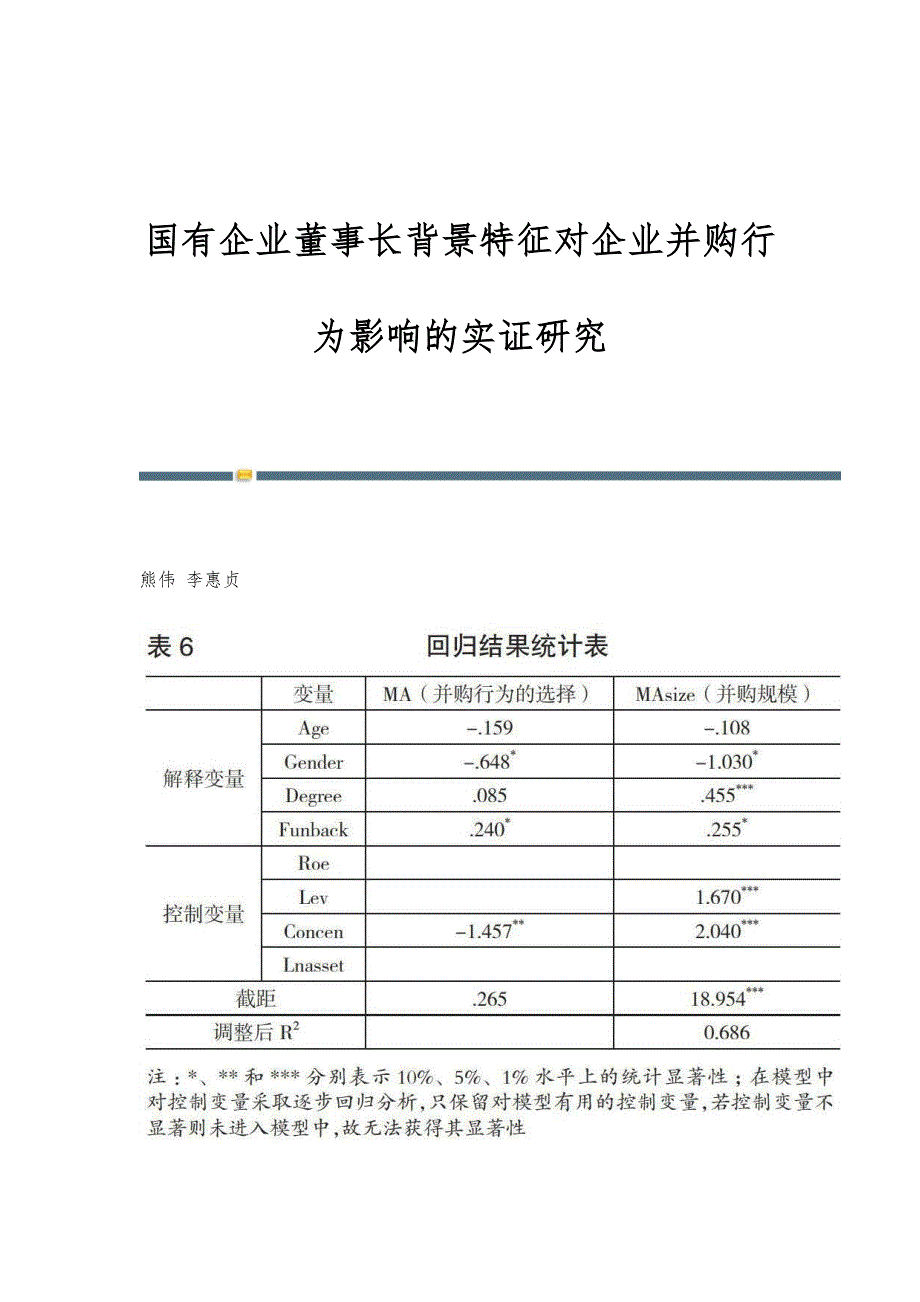 国有企业董事长背景特征对企业并购行为影响的实证研究_第1页