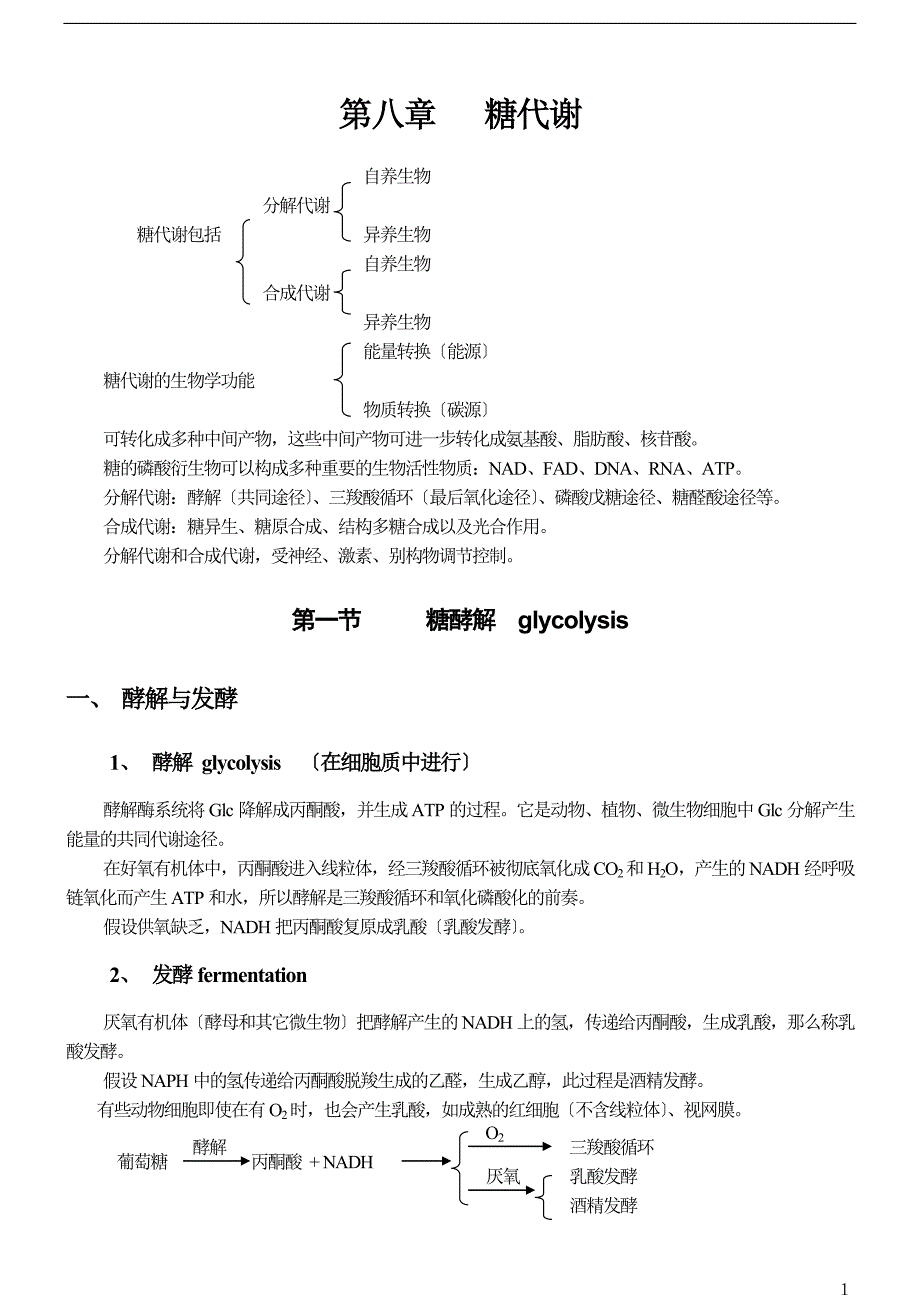 生物化学讲义第八章糖代谢_第1页