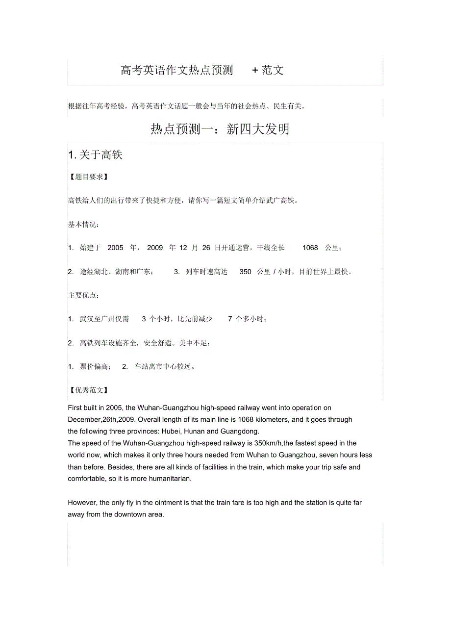 高考英语作文预测-有范文_第1页