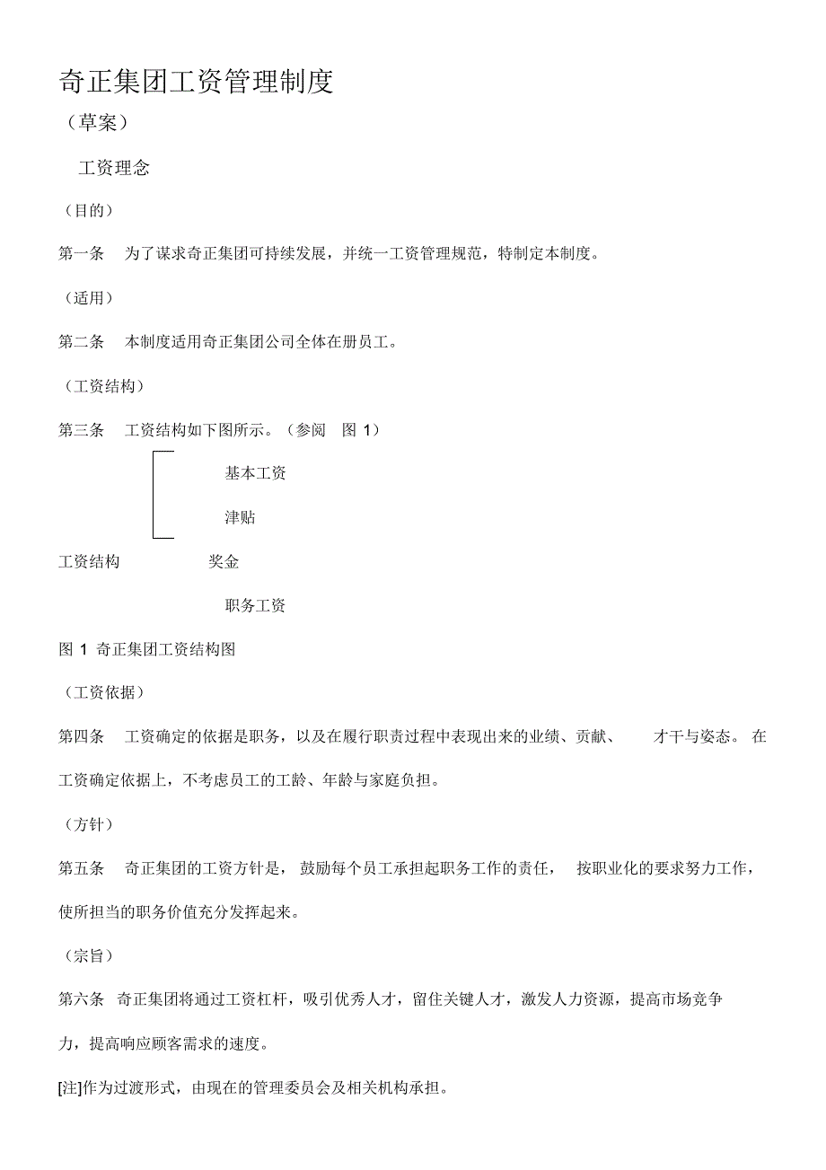和君创业奇正藏药薪酬管理制度(1)(精编版)_第1页