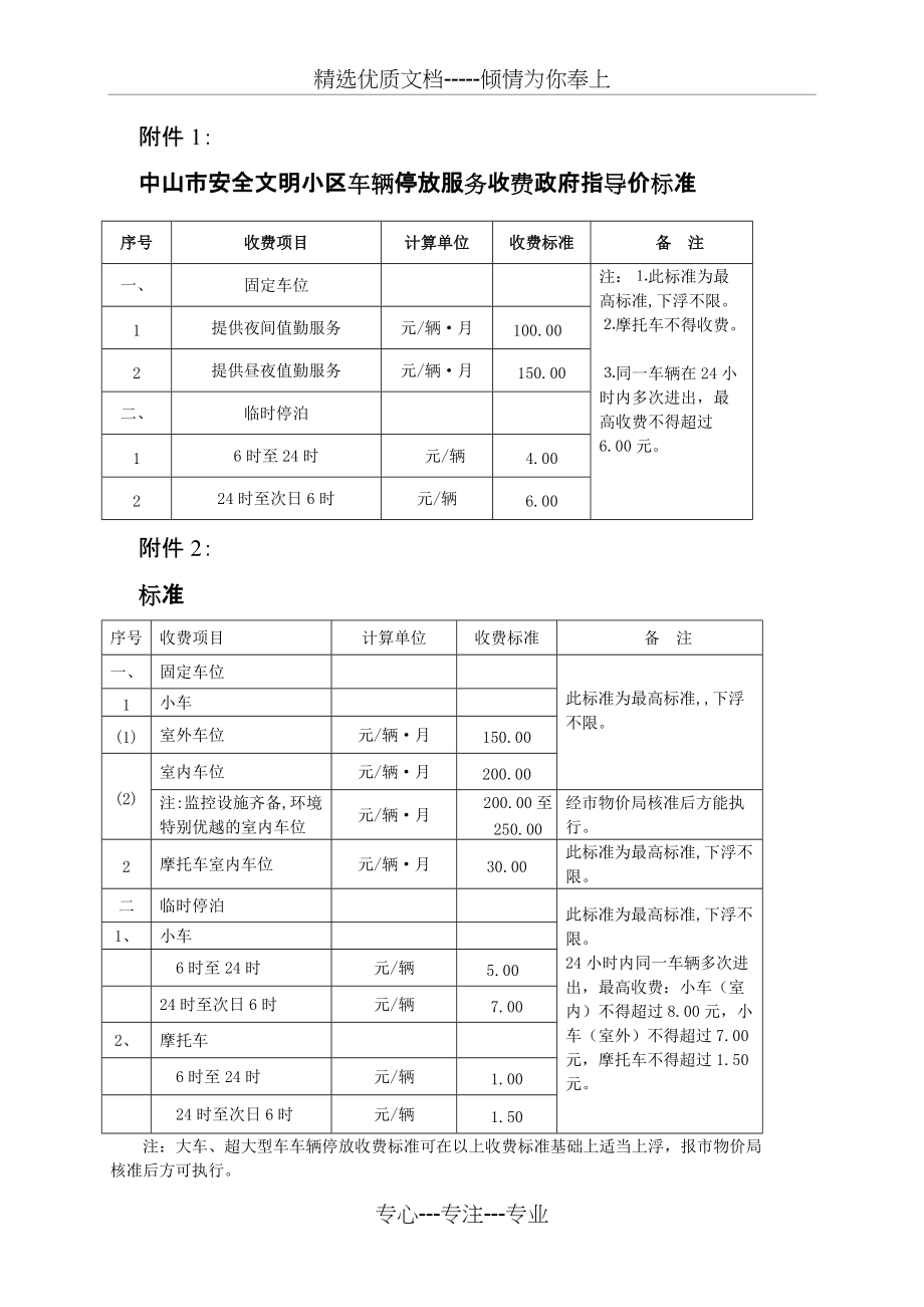 中山市停车服务费收费标准(共2页)_第1页