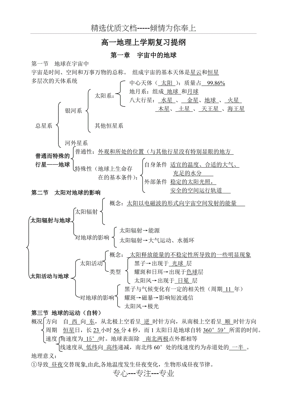 高一地理必修一复习提纲（中图版）(共18页)_第1页