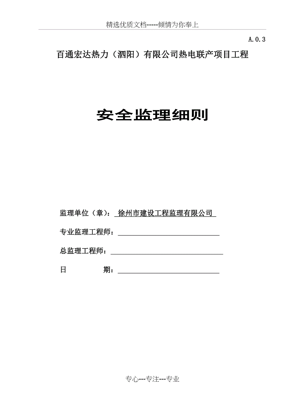 安全监理实施细则(热电)-百通打印(共23页)_第1页