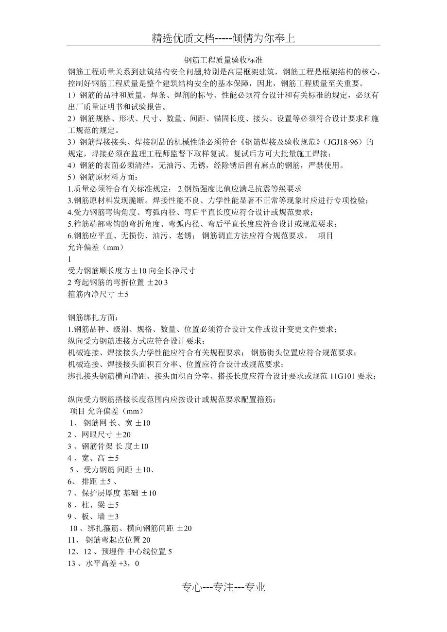 钢筋工程质量验收标准(共4页)_第1页