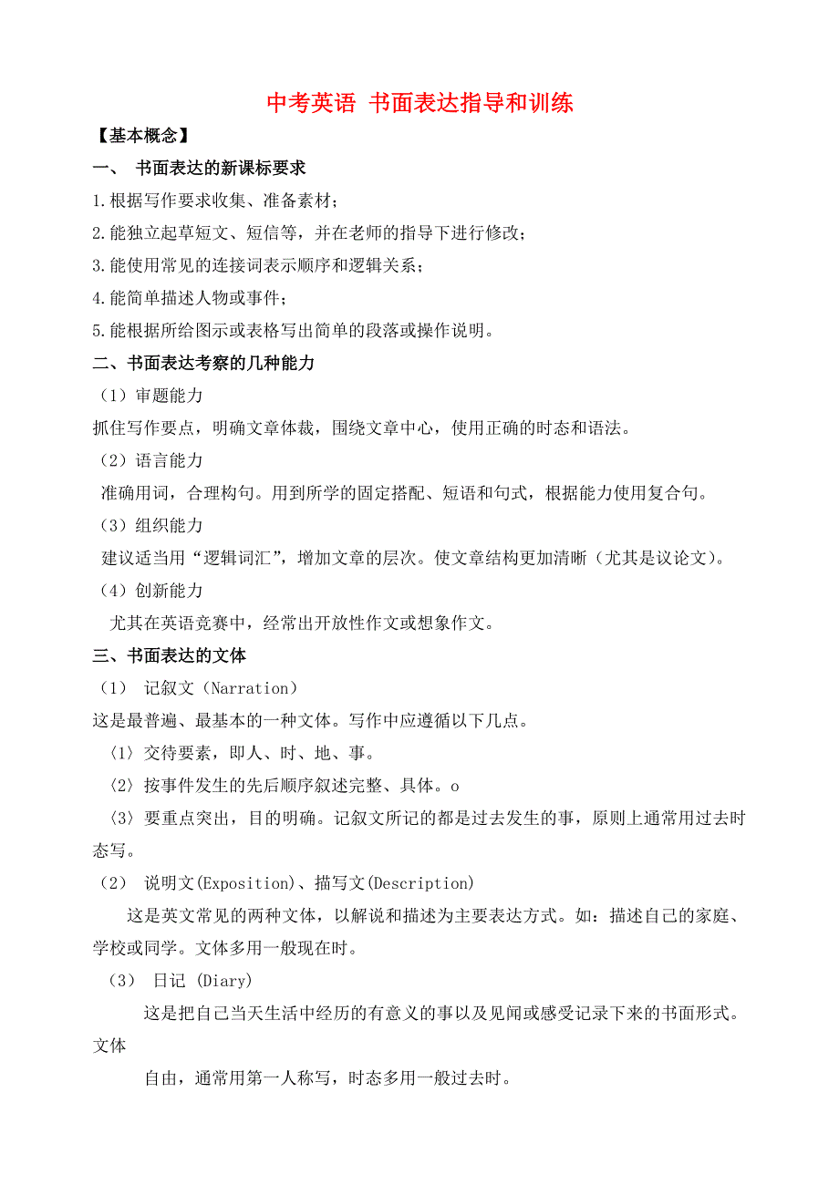 中考英语 书面表达指导_第1页