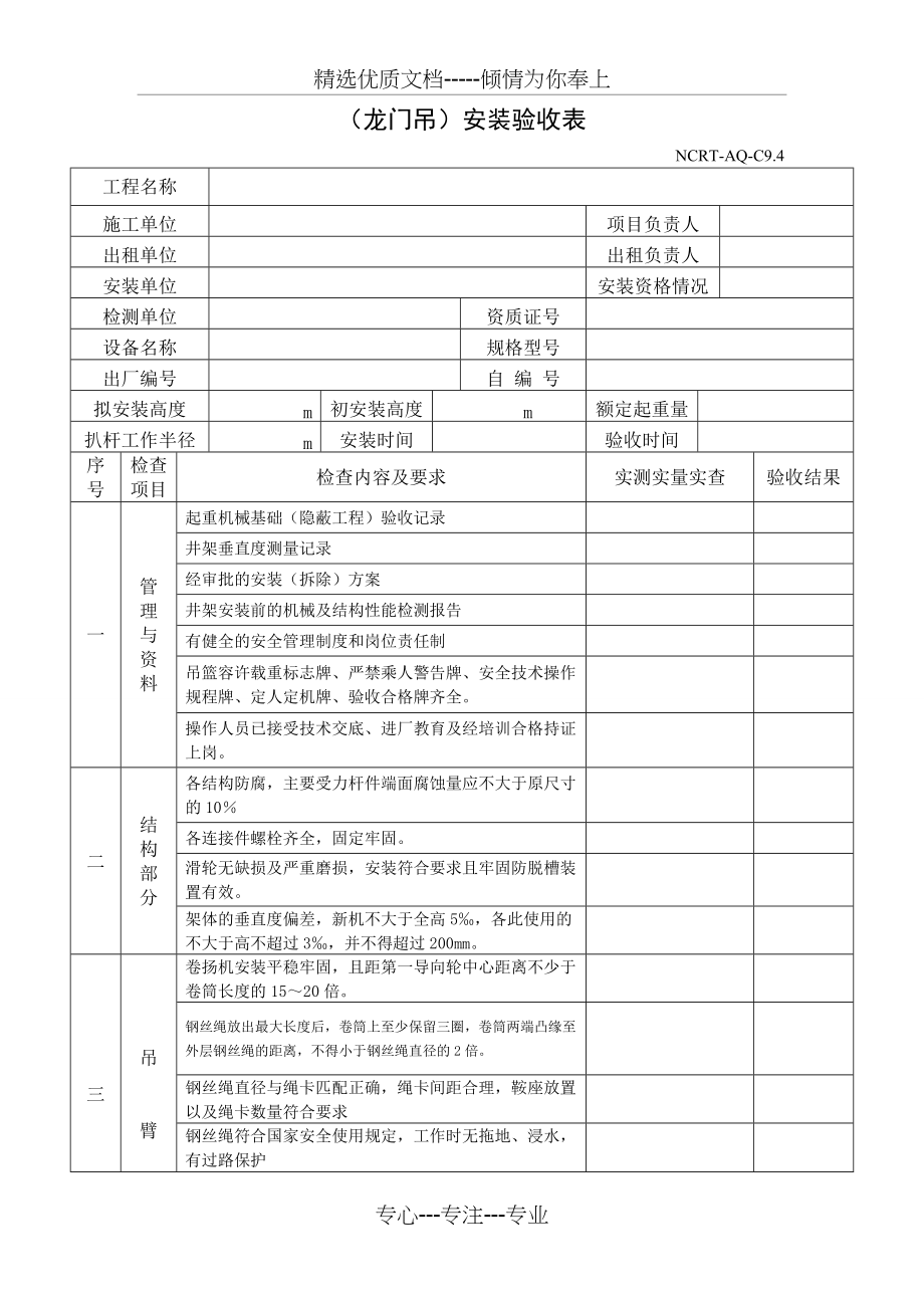 门式起重机验收表(共3页)_第1页