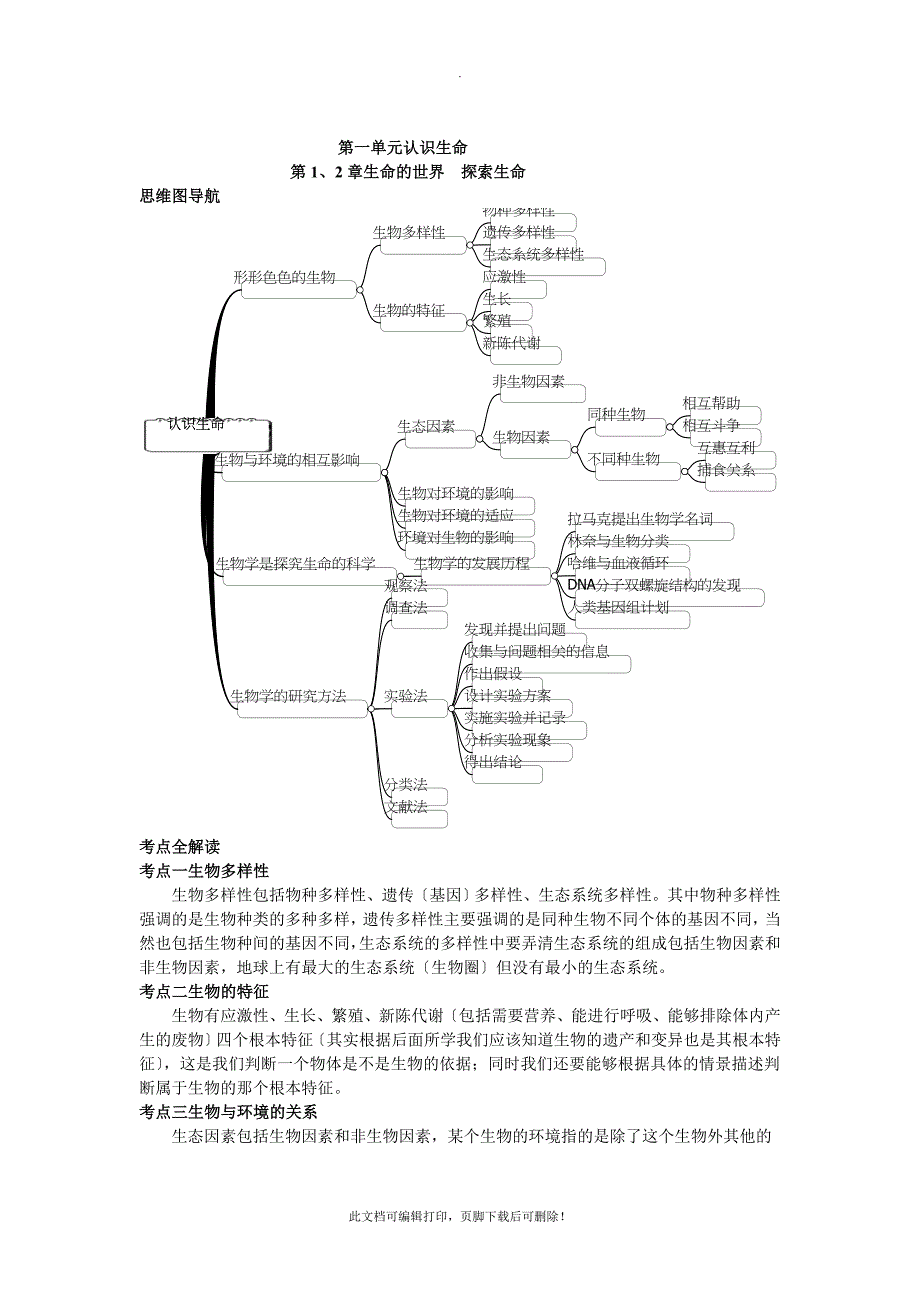 七年级生物上下册思维导图和知识点2_第1页