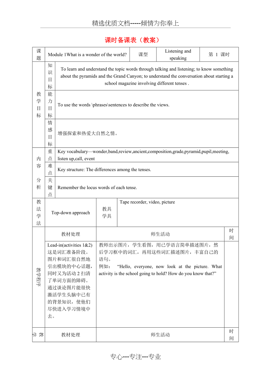 外研版九年级英语上册Module1教案(共8页)_第1页