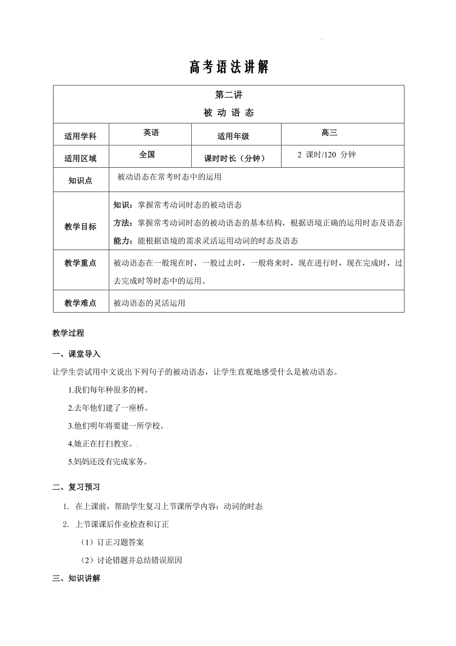 高三总复习之高考语法专题讲解（全国通用）2高考语法讲解之被动语态_第1页