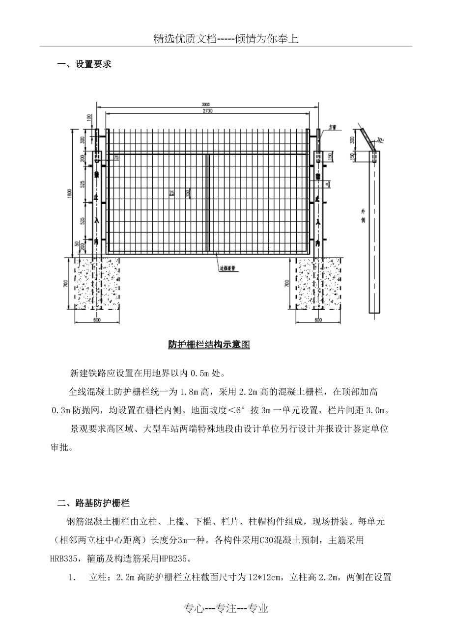 铁路砼立柱钢筋网片防护栅栏施工技术交底(共6页)_第1页