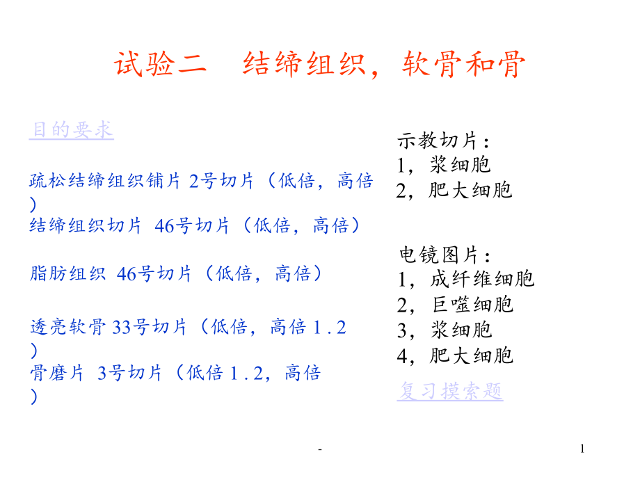2021年实验-2--结缔组织、软骨和骨PPT课件_第1页