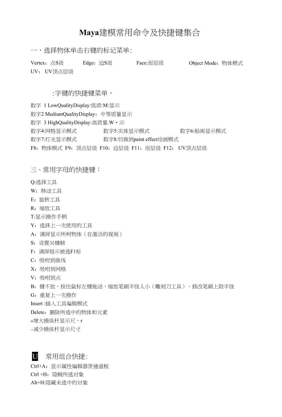 MAYA多边形建模命令总结_第1页
