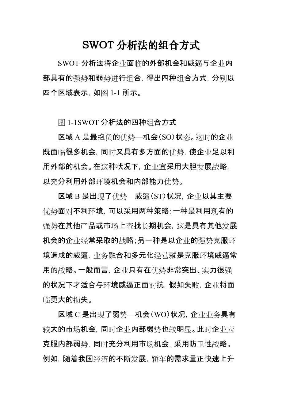 SWOT分析法的组合方式_第1页