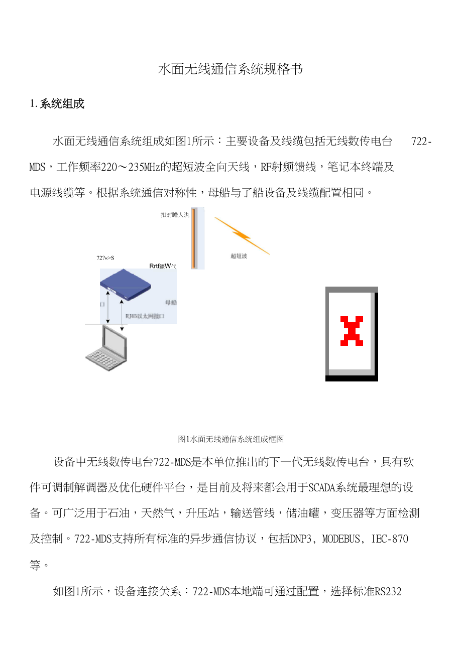 水面无线通信系统规格书_第1页