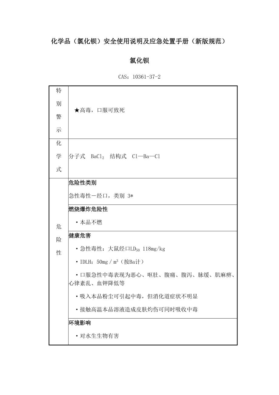 化学品（氯化钡）安全告知使用说明及应急处置（新版规范）_第1页