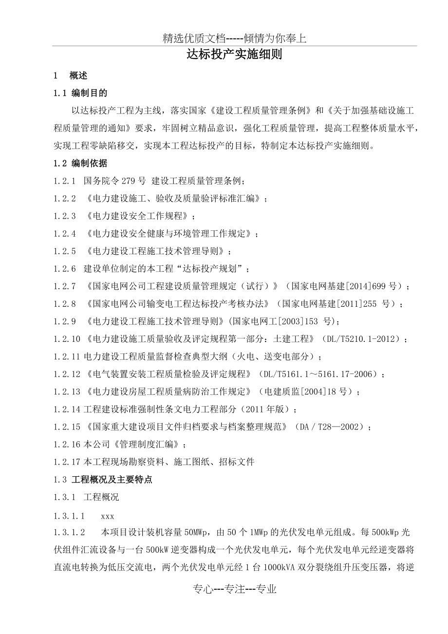 光伏发电项目达标投产实施细则(共10页)_第1页