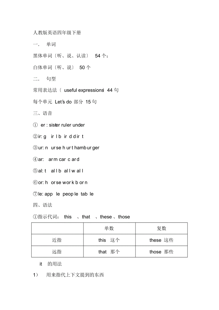 人教版英语四年级下册（精编版）_第1页