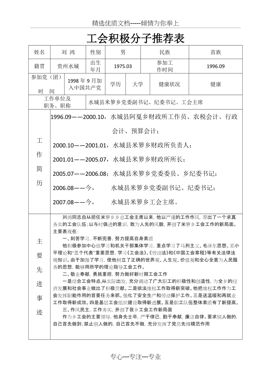 工会积极分子推荐表(共2页)_第1页