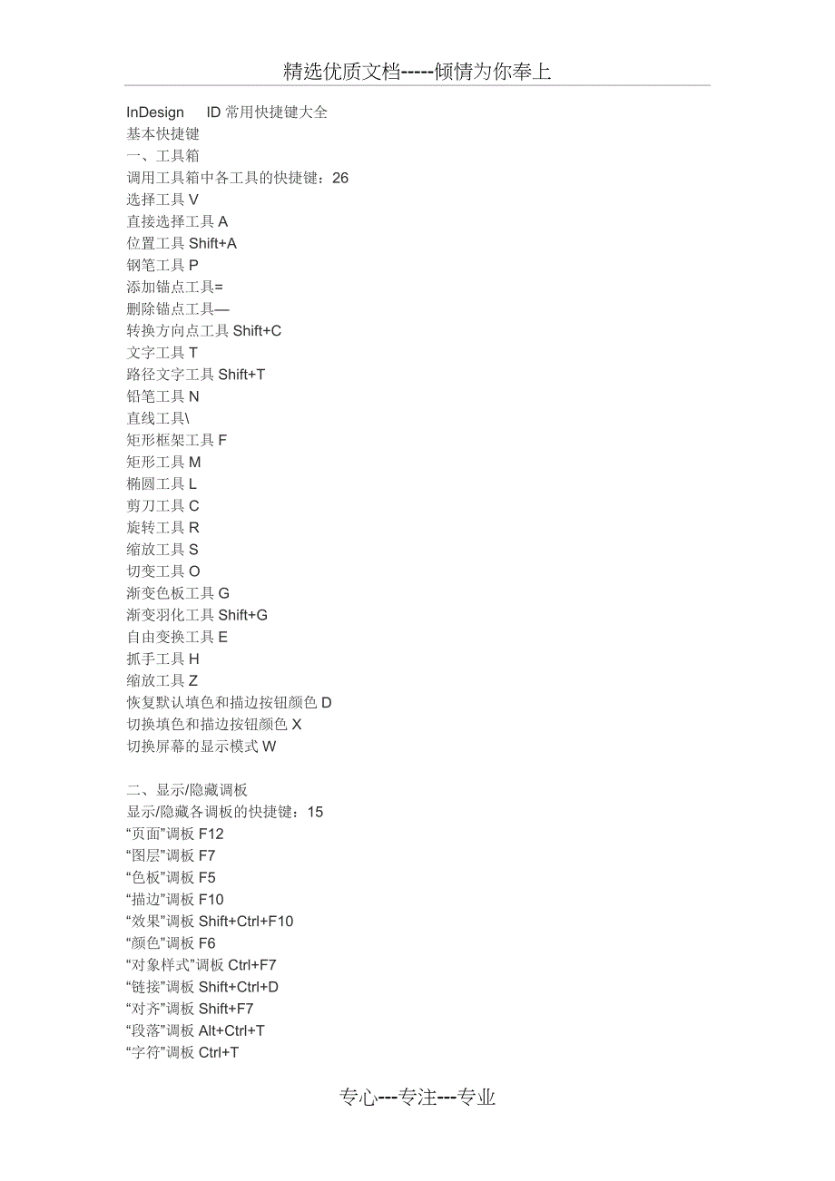 InDesign---ID常用快捷键大全(共11页)_第1页