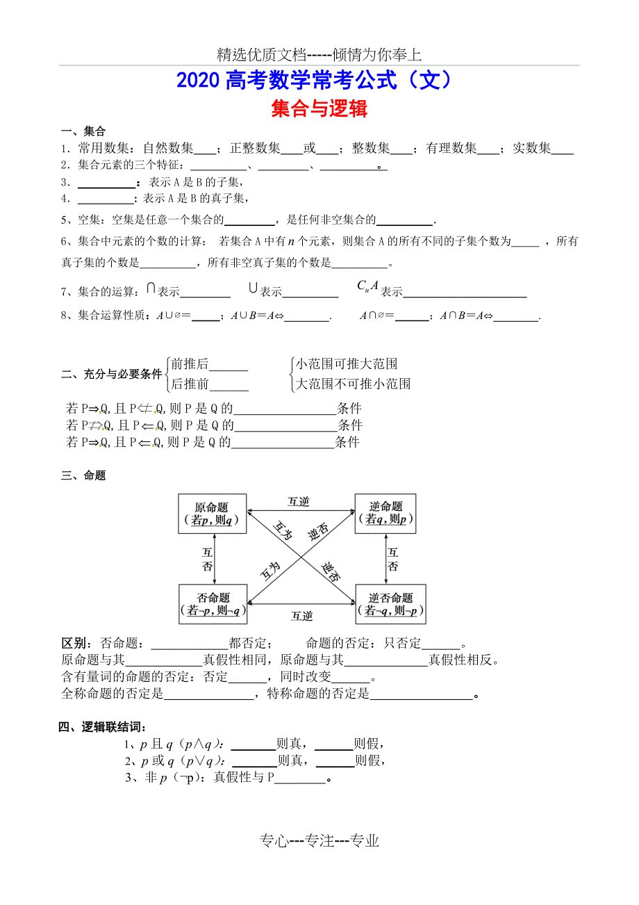 2020高考数学常考公式(文)默写版(共13页)_第1页