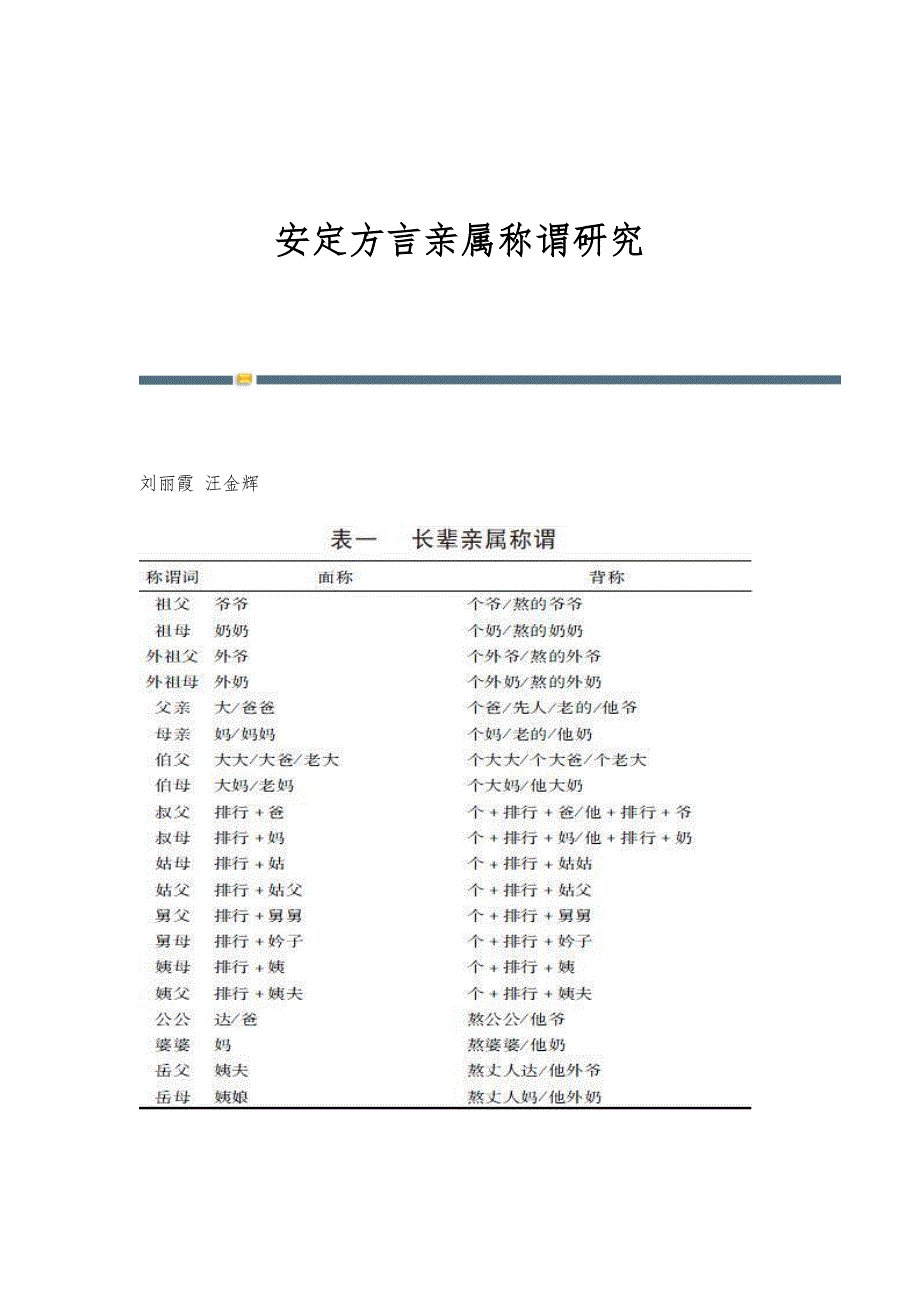安定方言亲属称谓研究_第1页