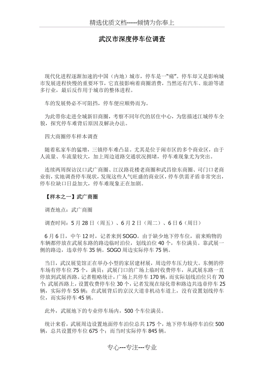 武汉市深度停车位调查(共18页)_第1页