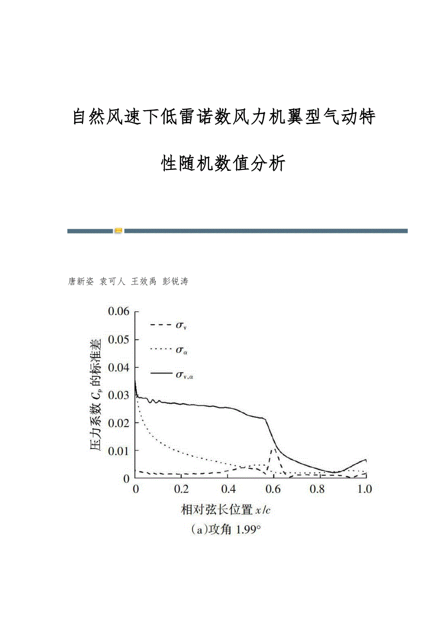 自然风速下低雷诺数风力机翼型气动特性随机数值分析_第1页