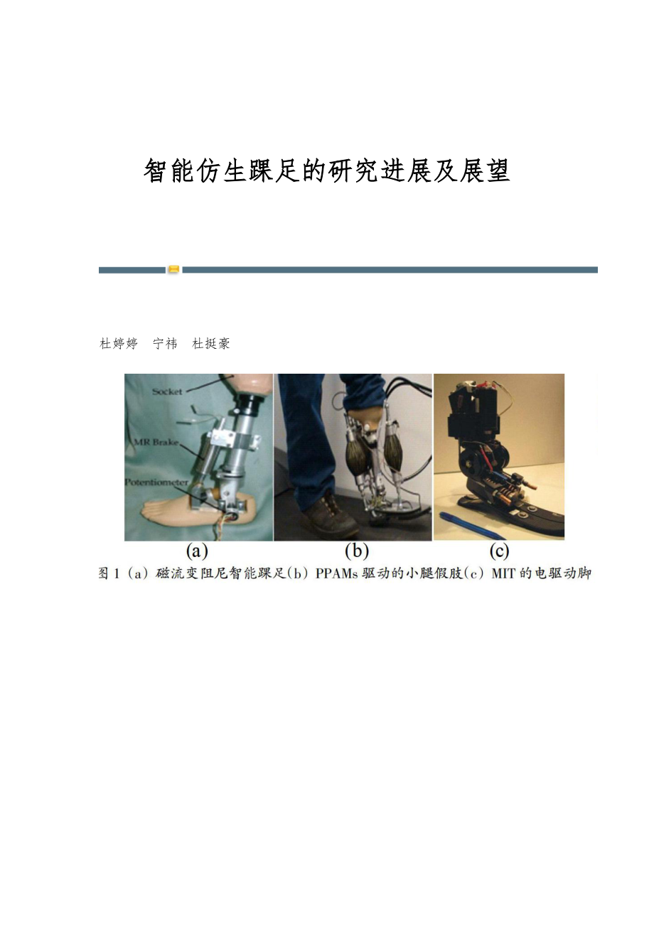 智能仿生踝足的研究进展及展望_第1页