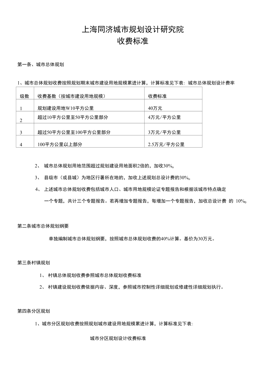 上海同济城市规划设计研究院收费标准_第1页