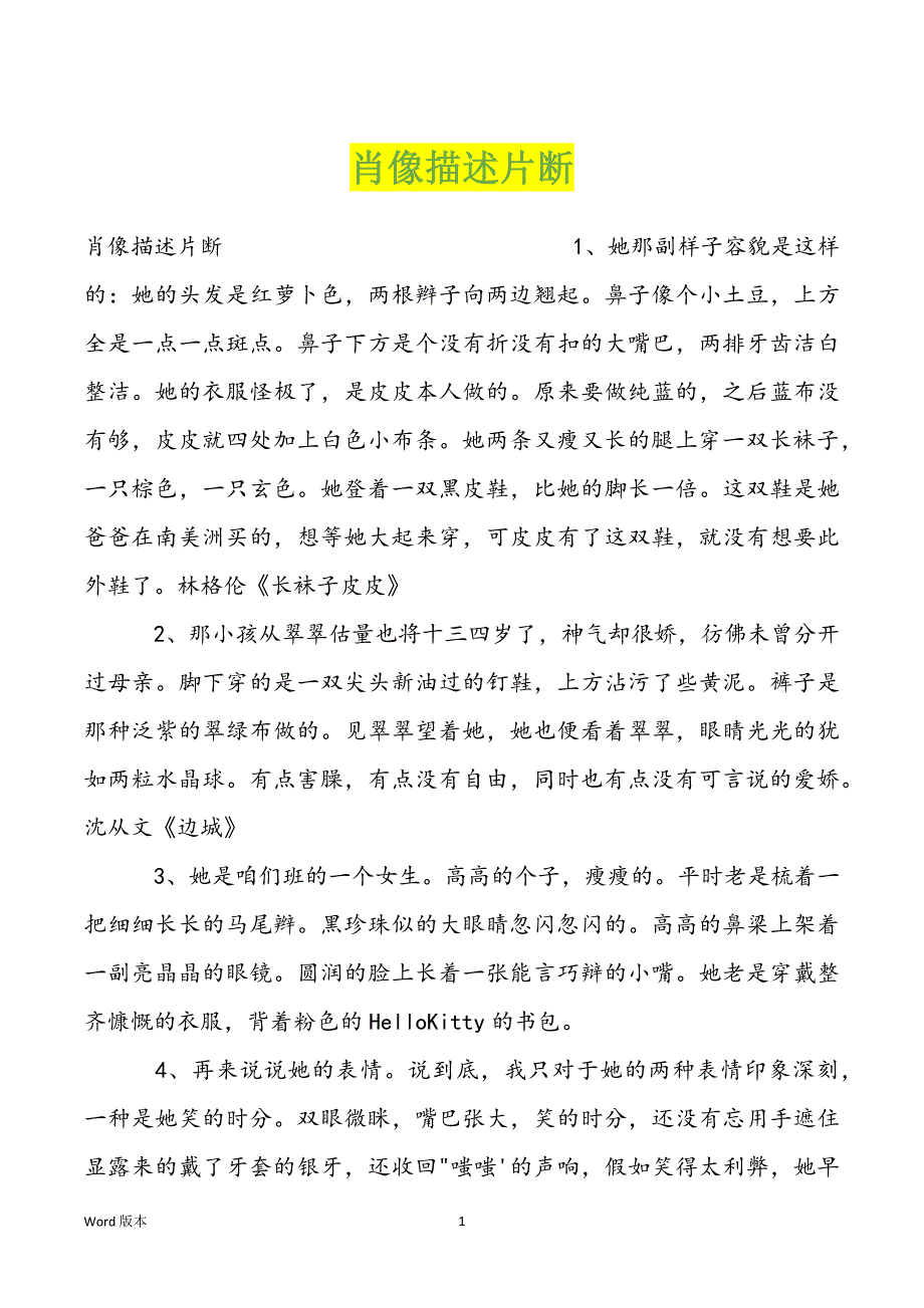 肖像描述片断_第1页