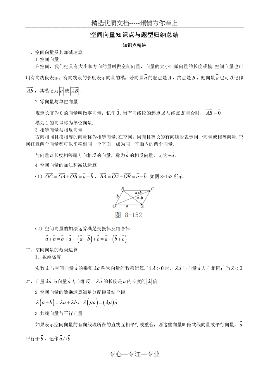 空间向量知识点与题型归纳总结(共26页)_第1页