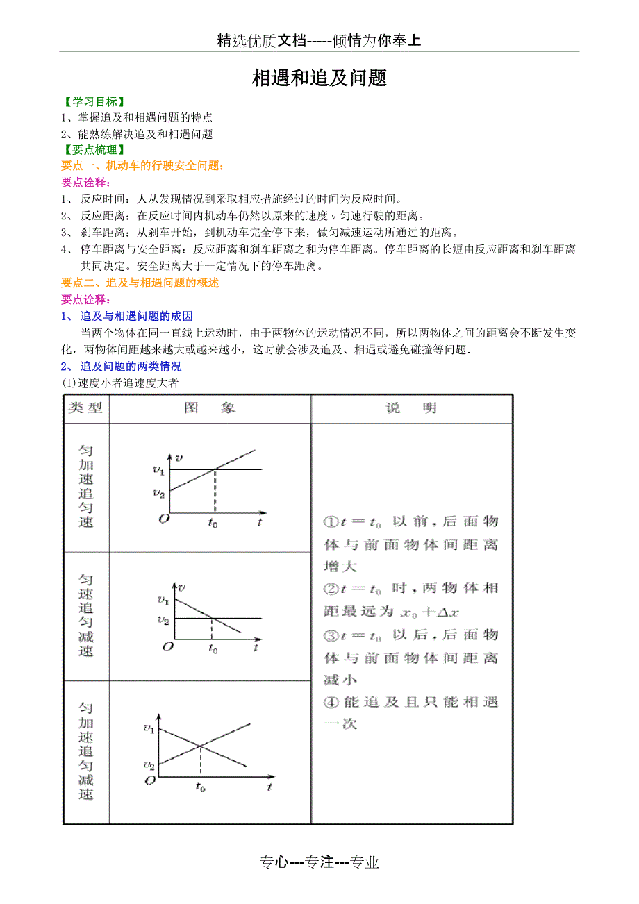 高一物理相遇和追及问题(共14页)_第1页
