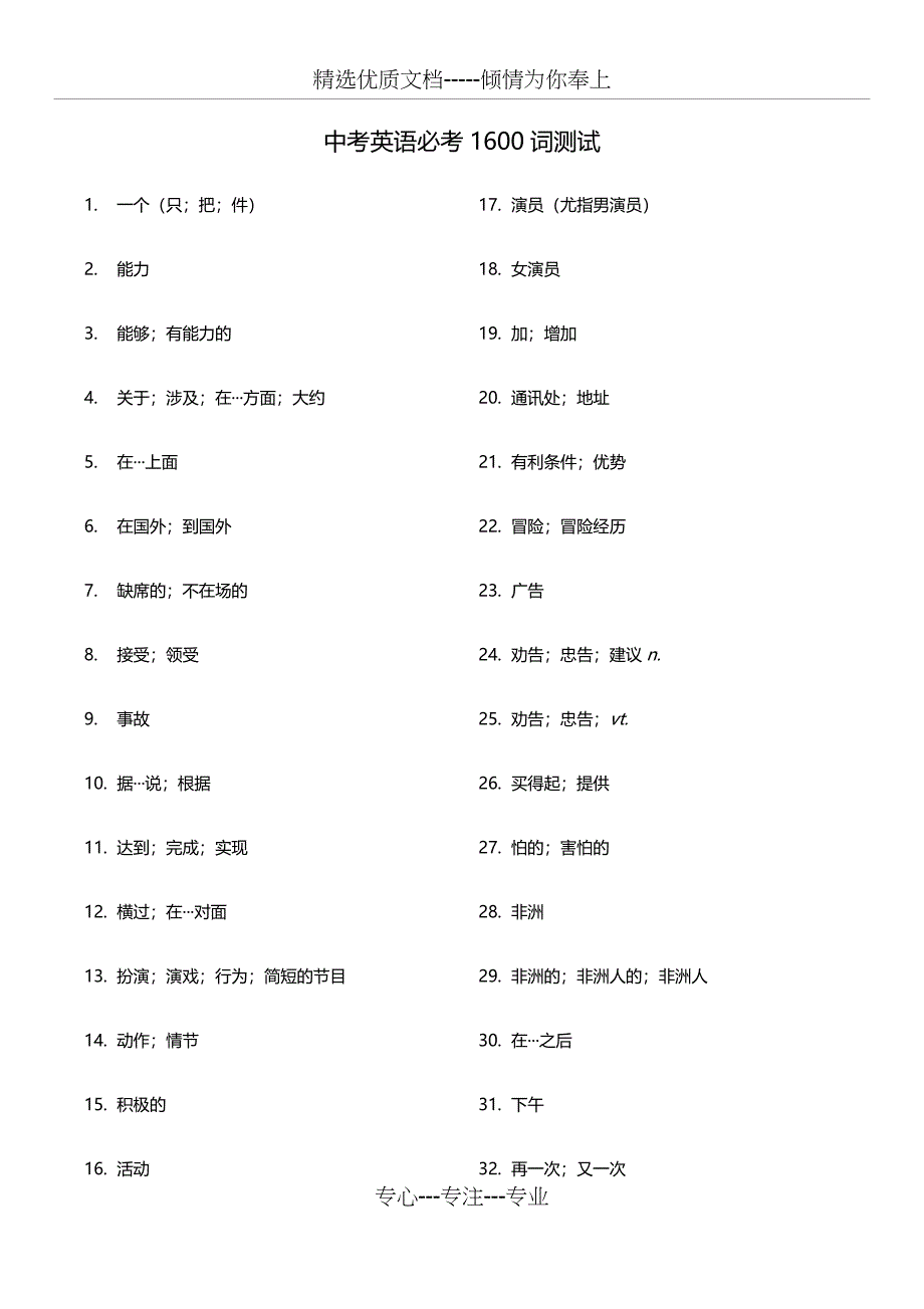 中考英语必考1600听写考试(共48页)_第1页