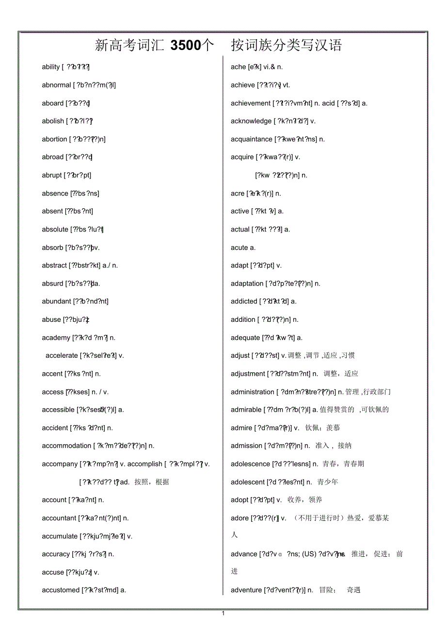 新课标新高考——高中英语词汇3500词之精选词汇_第1页
