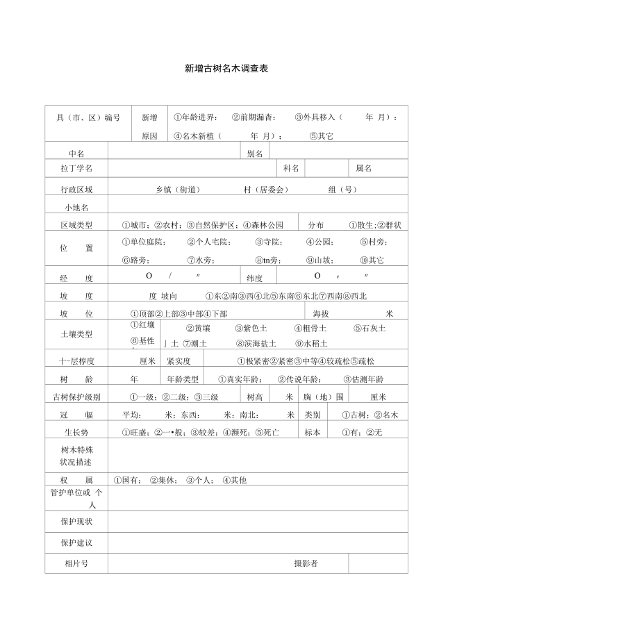 新增古树名木调查表_第1页