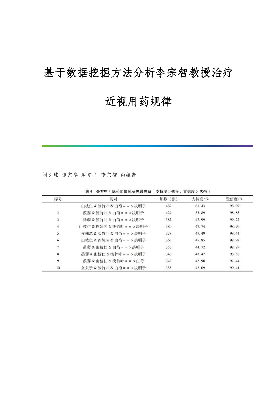 基于数据挖掘方法分析李宗智教授治疗近视用药规律_第1页