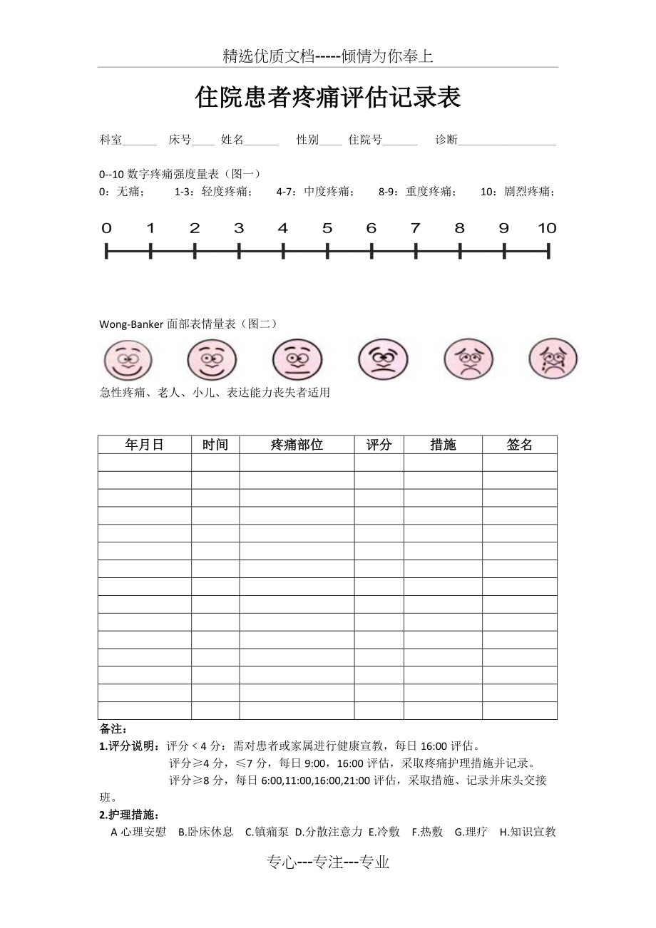 疼痛评估表(共1页)_第1页