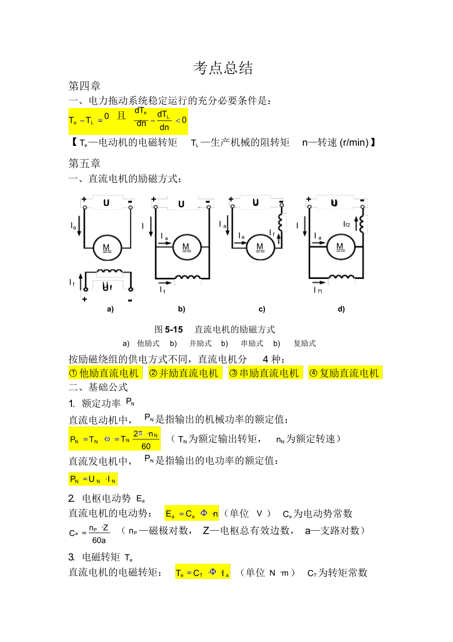 （可编）电机与拖动基础考点总结._第1页