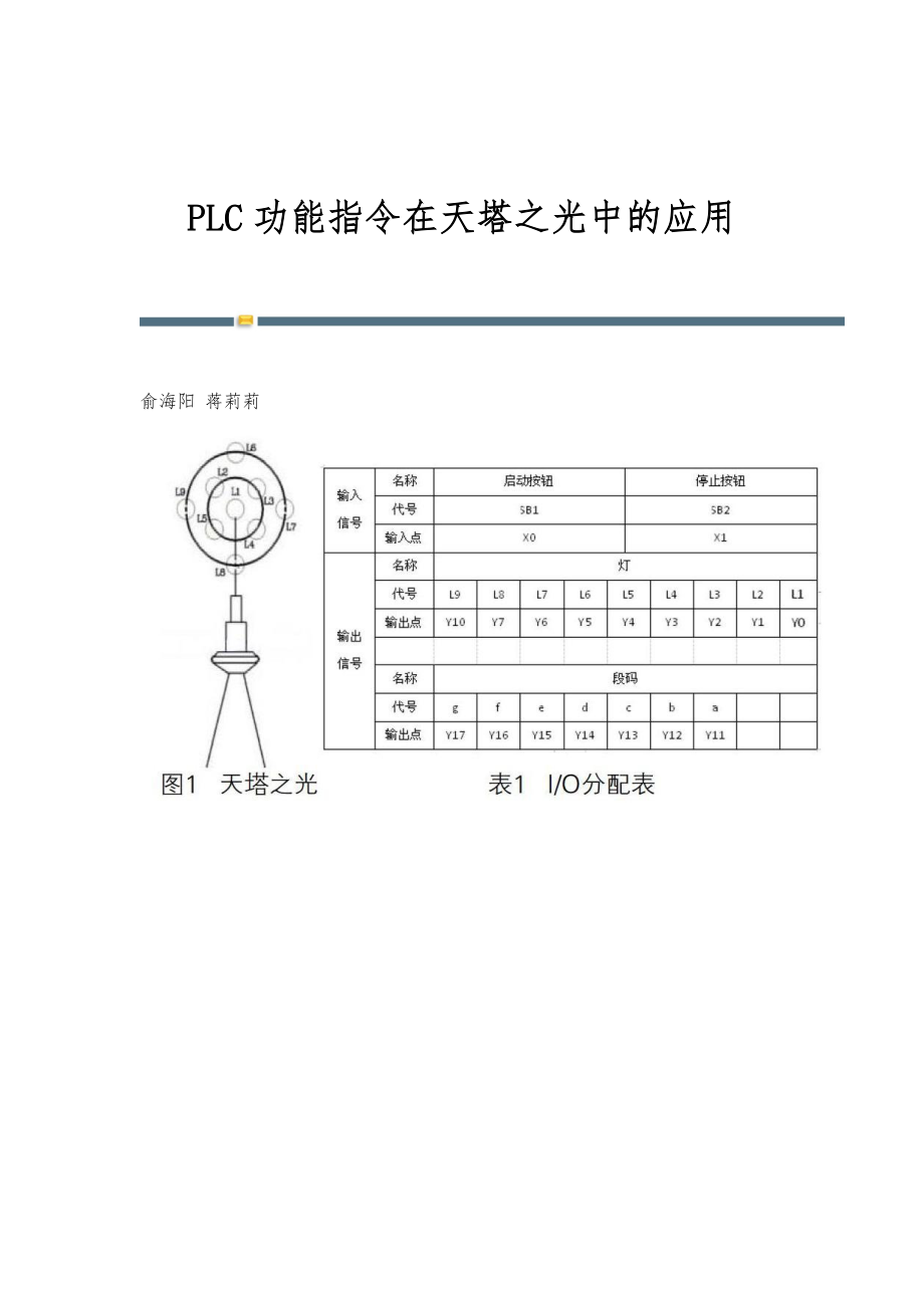 PLC功能指令在天塔之光中的应用_第1页