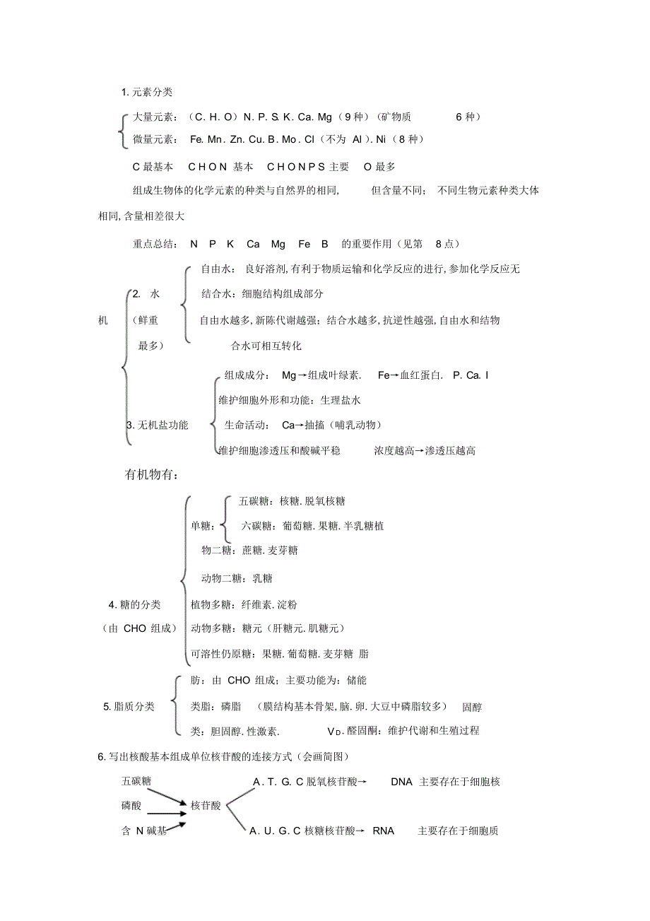 2022年2022年高一生物必修一知识框架_第1页