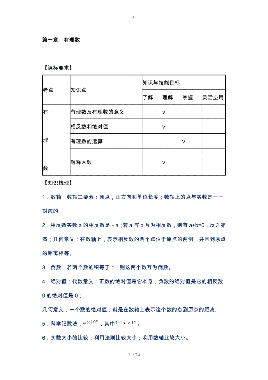 人教版七年级（上册）数学单元测试题及答案_第1页
