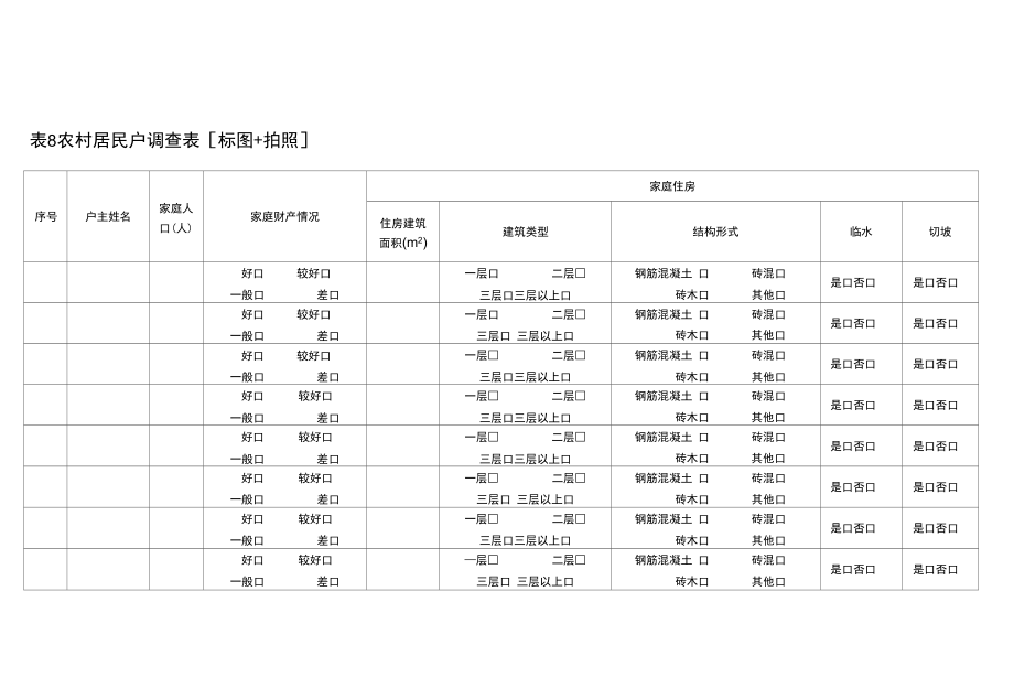 表8农村居民户调查表标图+拍照_第1页