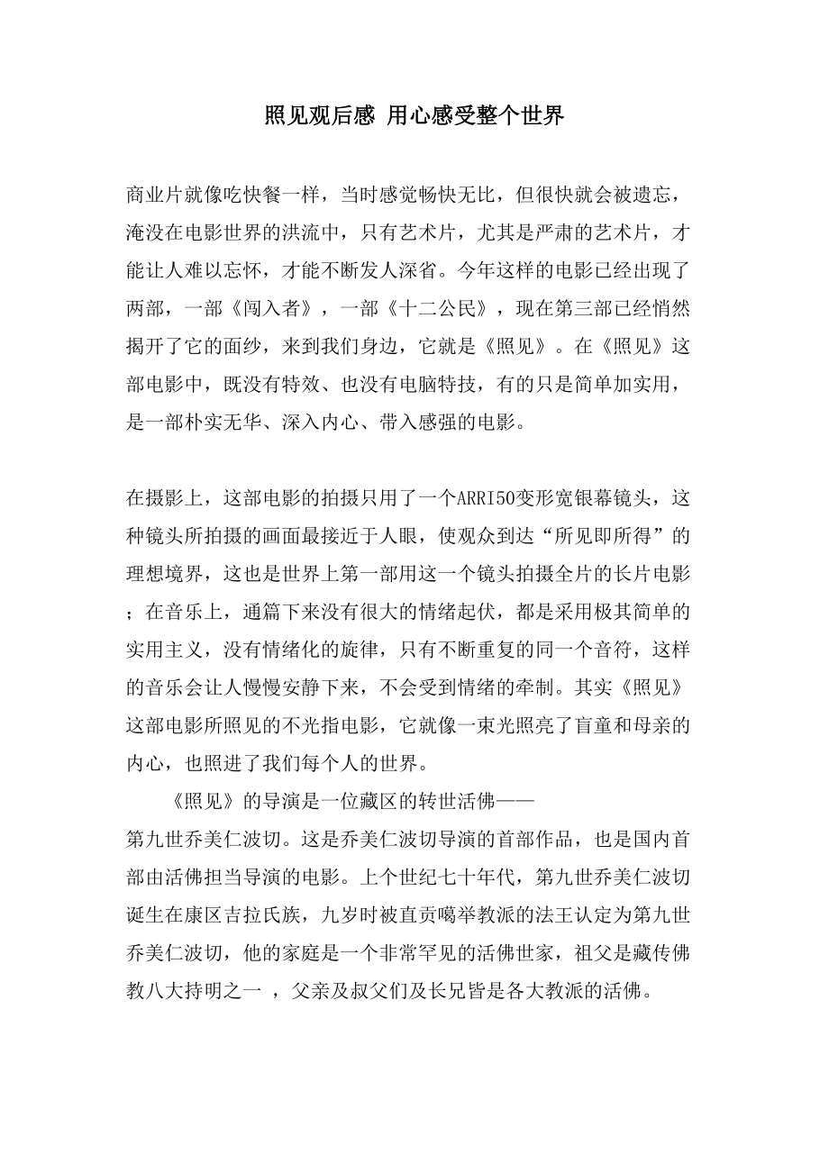 照见观后感用心感受整个世界_第1页