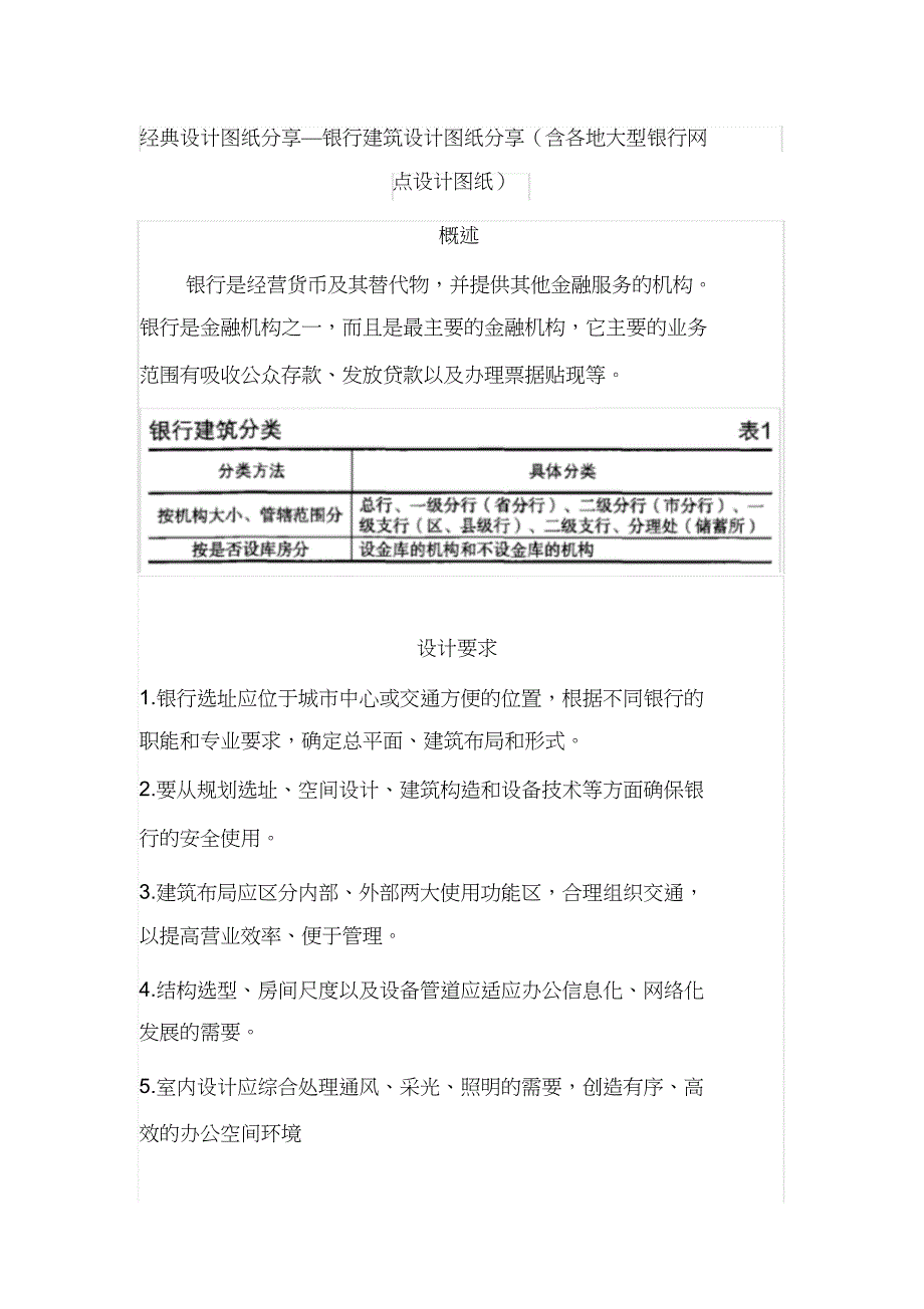 经典设计图纸分享—银行建筑设计标准与设计图纸分享含各地大型银行网点设计图纸_第1页