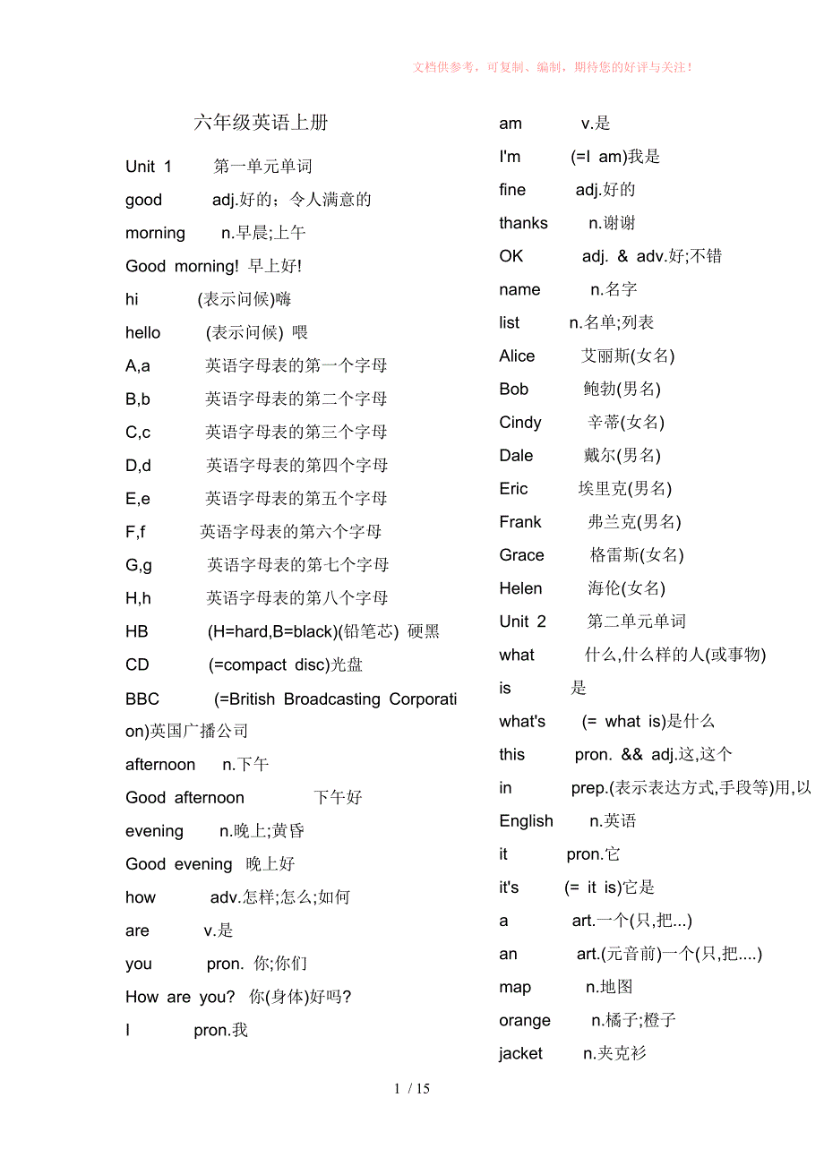 鲁教版六年级上下册英语单词Word版_第1页