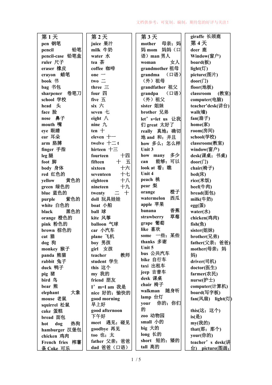 小学英语单词表总汇Word版_第1页
