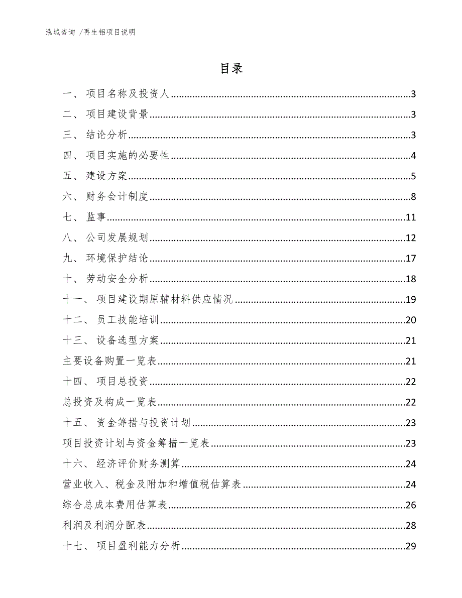 再生铝项目说明（参考模板）_第1页