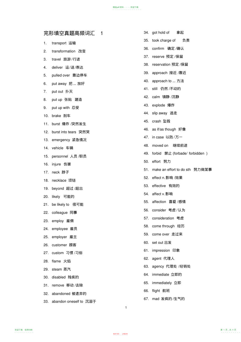 高考真题中的高频单词汇总_第1页