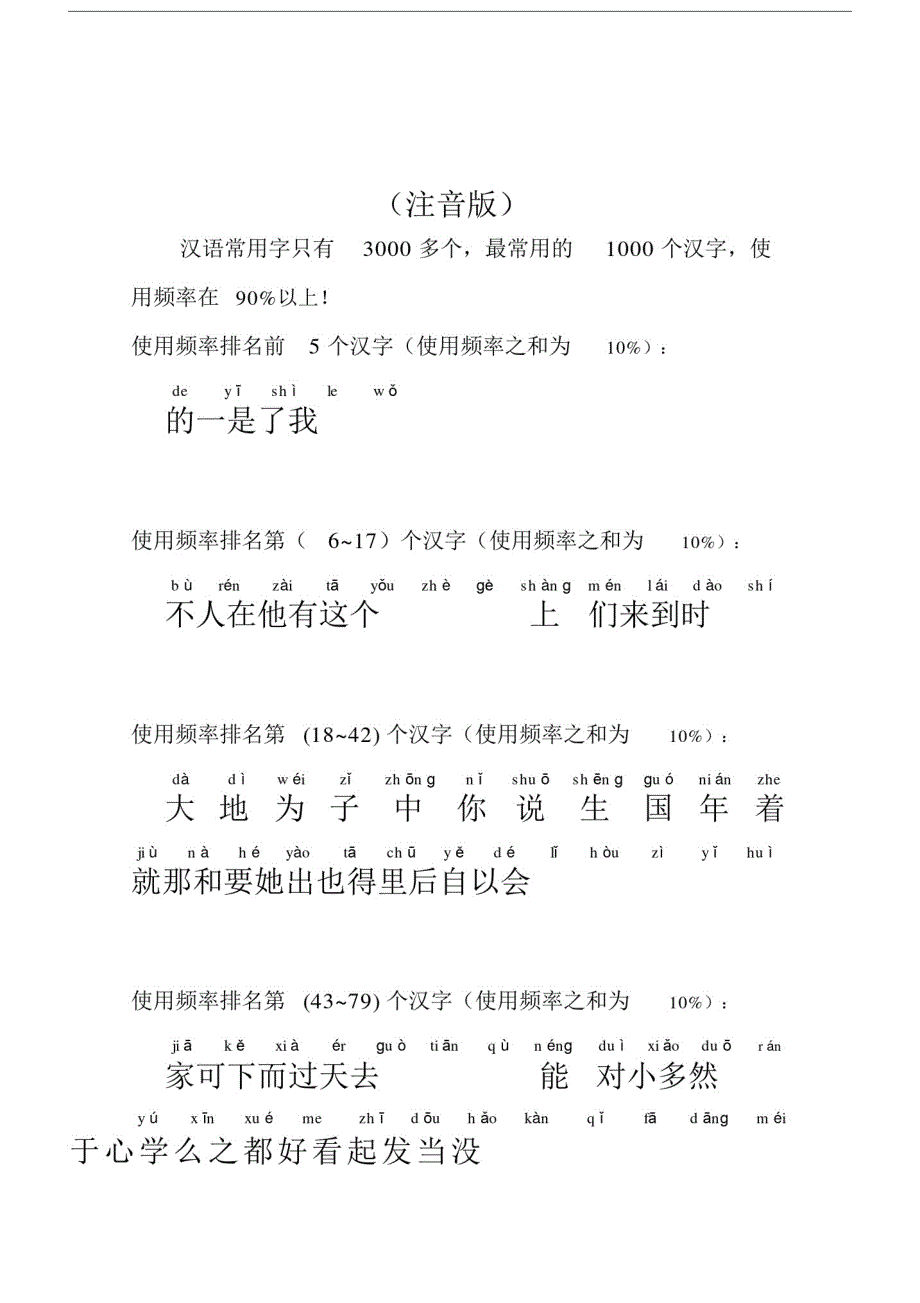 1000个最常用汉字使用频率排名_第1页