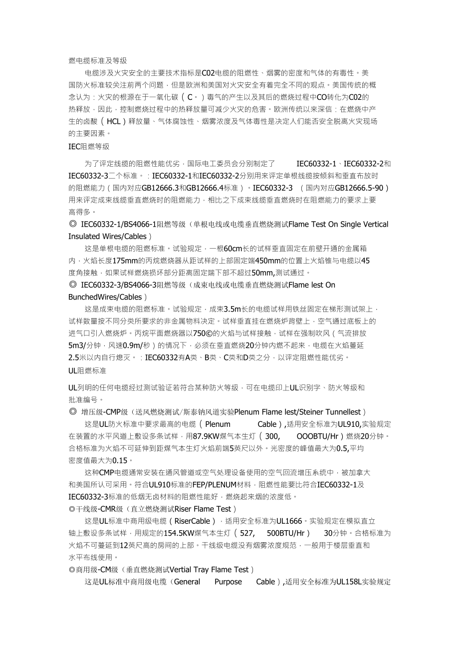 阻燃电缆标准及等级_第1页